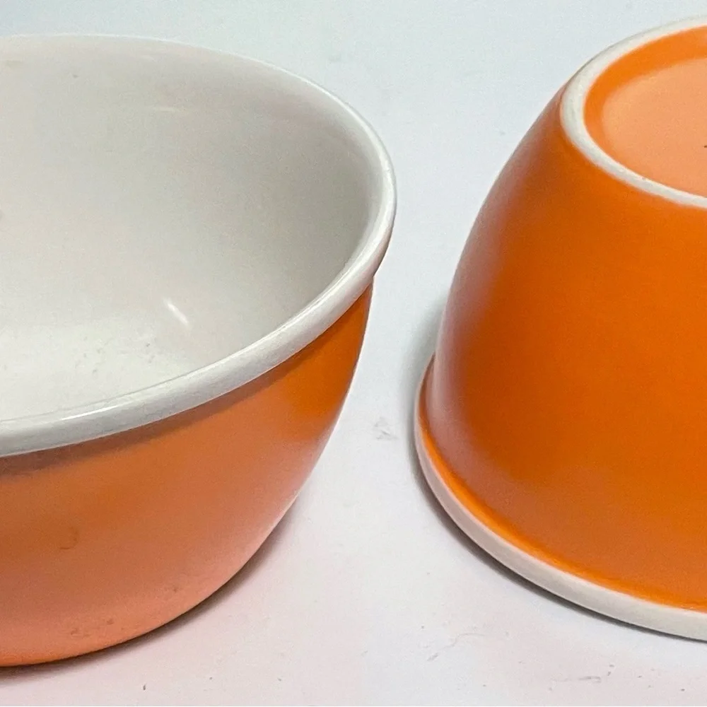 2 West Elm Tangerine ceramic bowls